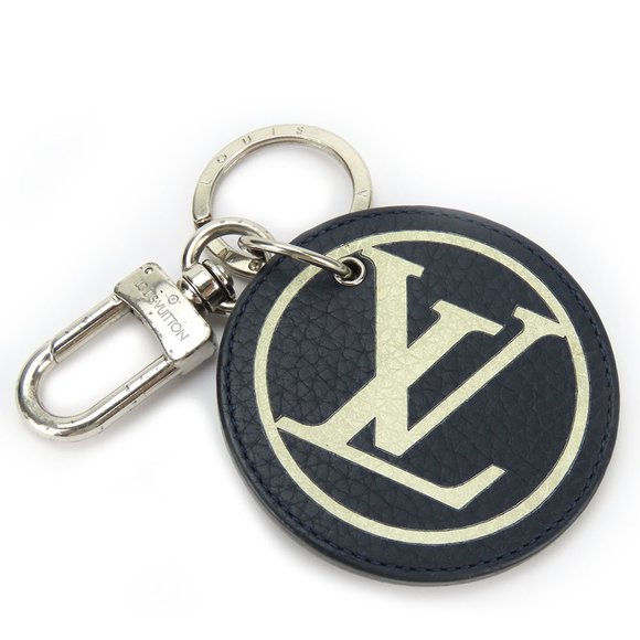 Louis Vuitton Keychain Porte-Cle MP2082 Taurillon Initial Leather Navy White Acc